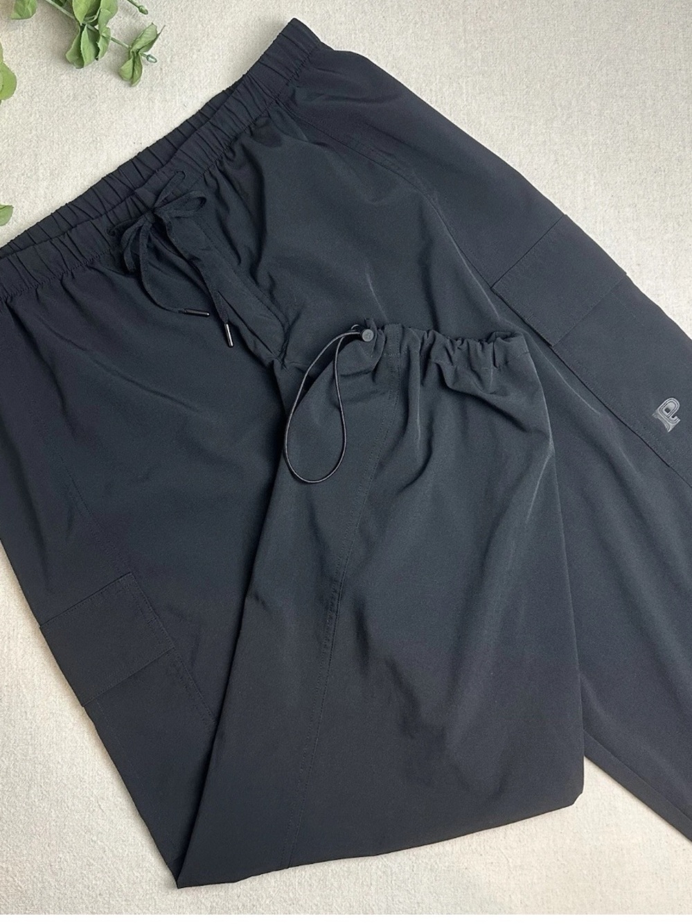 Pink Victoria’s Secret Parachute Cargo Pants Black Adjustable Cinch Hem